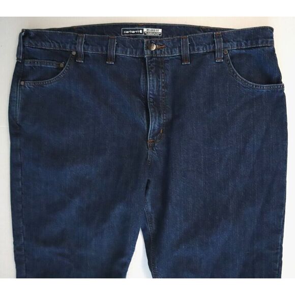 Carhartt BD4942-M Men's Sz 44x30 Blue Relaxed Fit Flannel Lined 5-Pocket Jeans - Picture 5 of 11